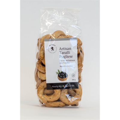 De Luca's Artisan Taralli w / Black Olives 24 / 300g De Luca's Artisan Taralli w / Black Olives 24 / 300g
