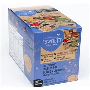 Rawnata Flax Cracker Variety Box 336g (12 pk x 28g) 4 Flavours