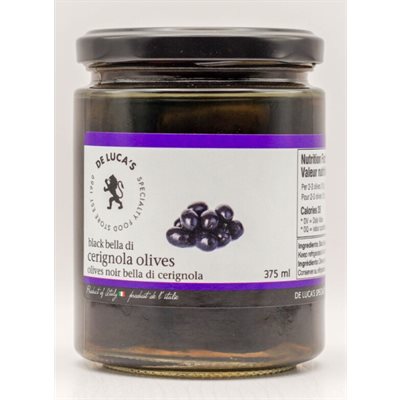 De Luca's Black Cerignola Olives 12 / 375ml